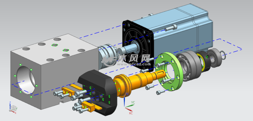 车铣复合伺服动力头 UG机械设备模型下载与沐风图纸解析